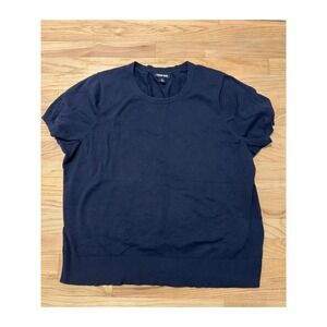 Lands End Navy Blue Short Sleeve Sweater Top Plus Size 2X
